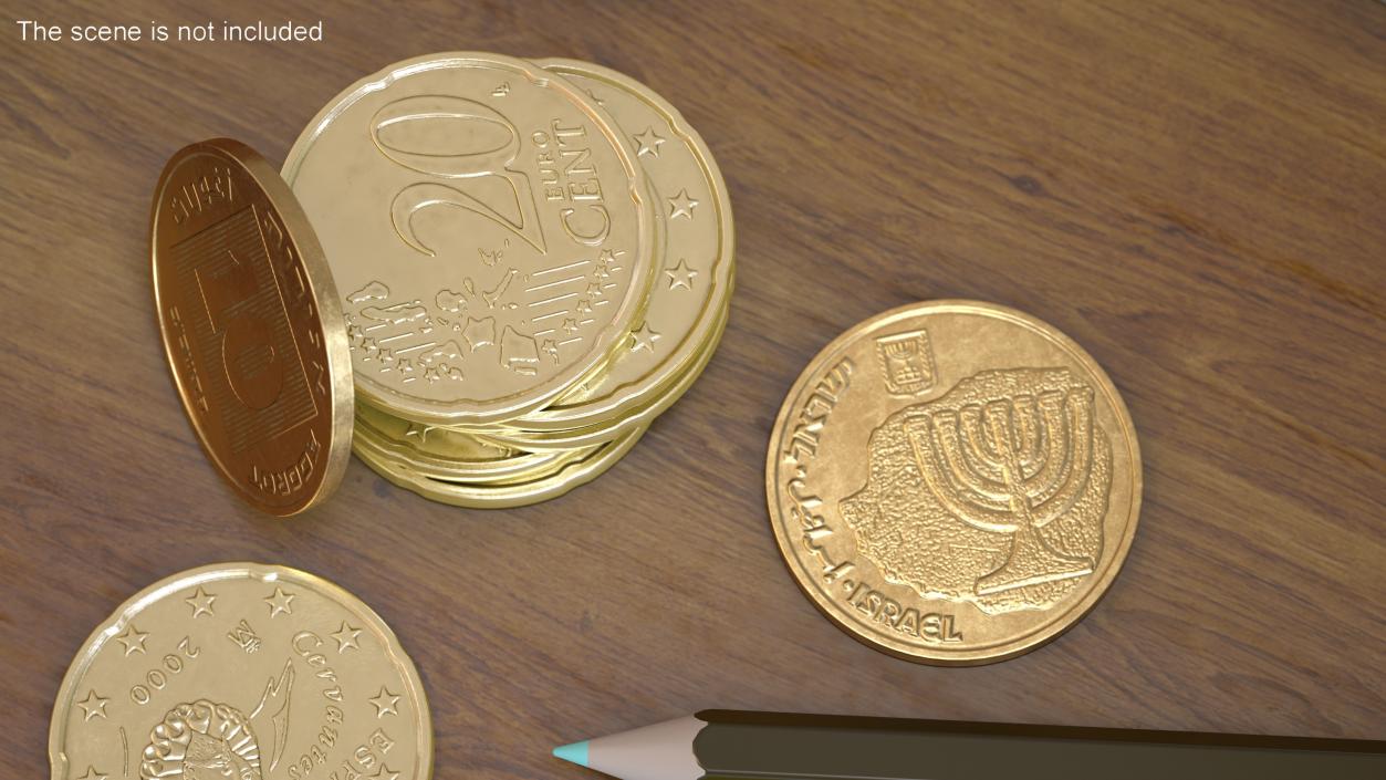 Israeli 10 Agorot Coin 3D