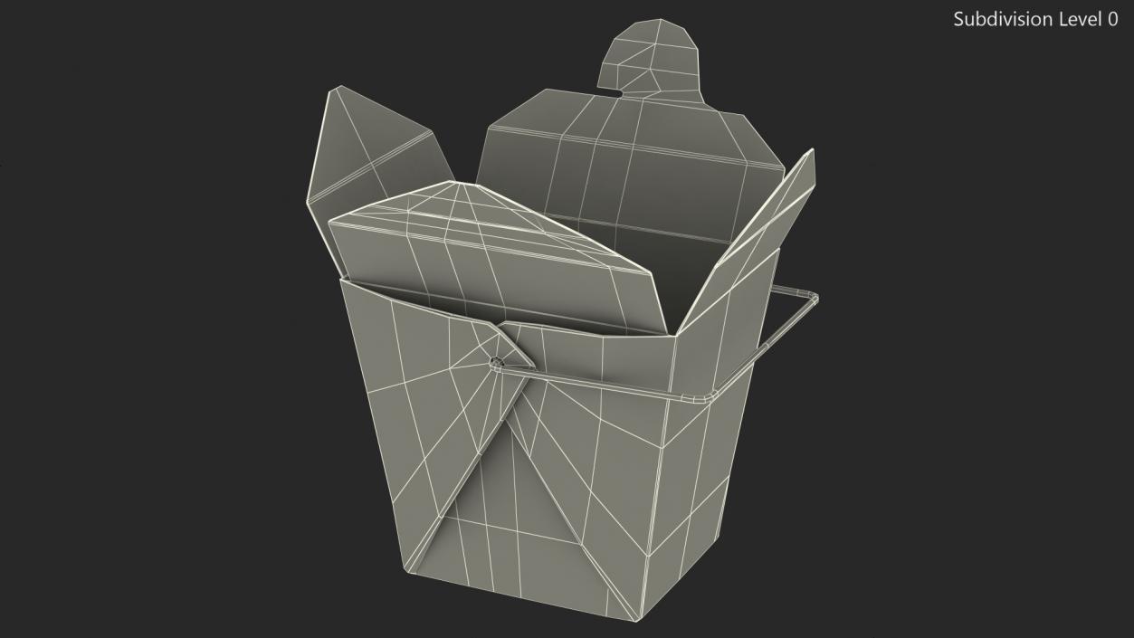 Black Paper Chinese Takeout Box 16 Oz Opened 3D model