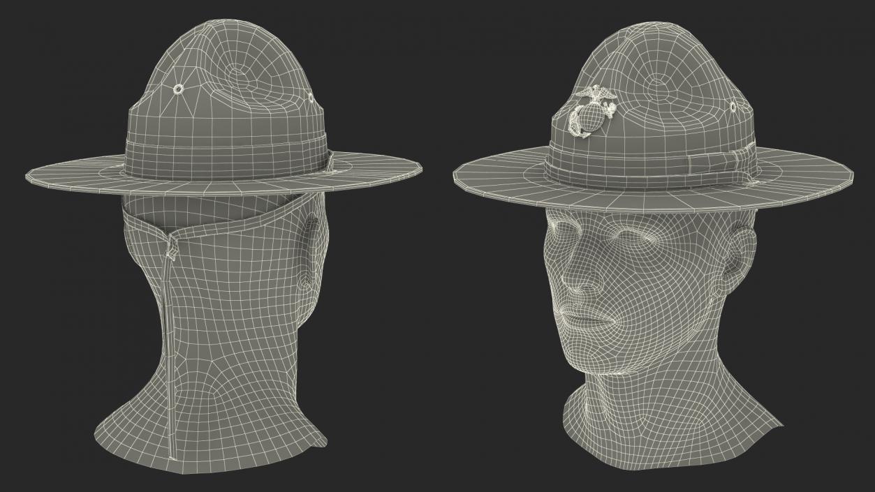 3D Sergeant Campaign Hat with Cockade Brown on Mannequin model