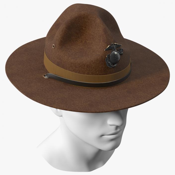 3D Sergeant Campaign Hat with Cockade Brown on Mannequin model