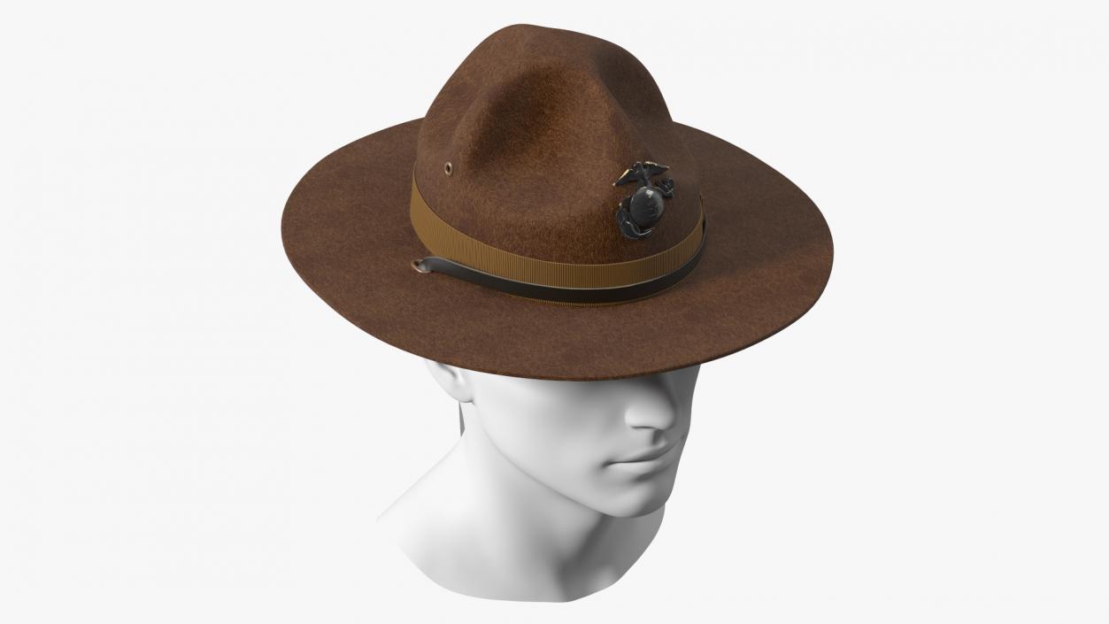 3D Sergeant Campaign Hat with Cockade Brown on Mannequin model