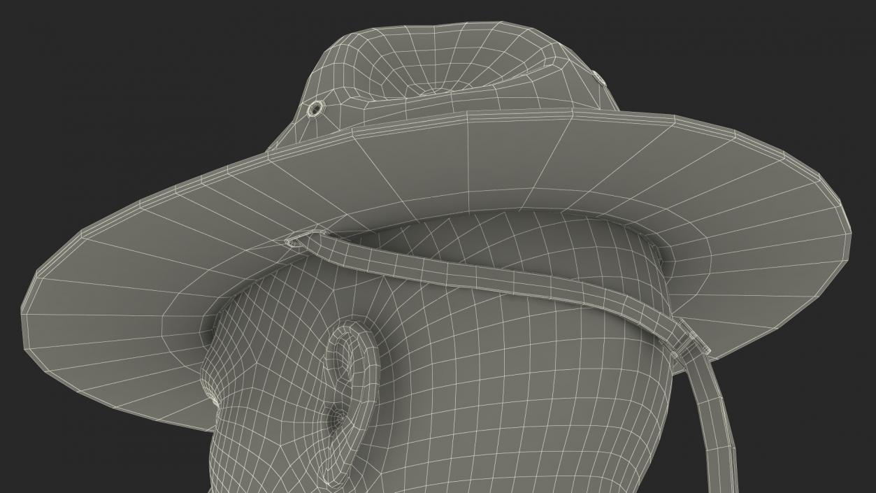 3D Sergeant Campaign Hat with Cockade Brown on Mannequin model