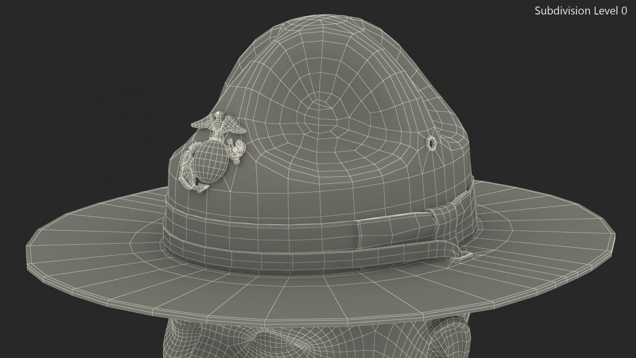 3D Sergeant Campaign Hat with Cockade Brown on Mannequin model