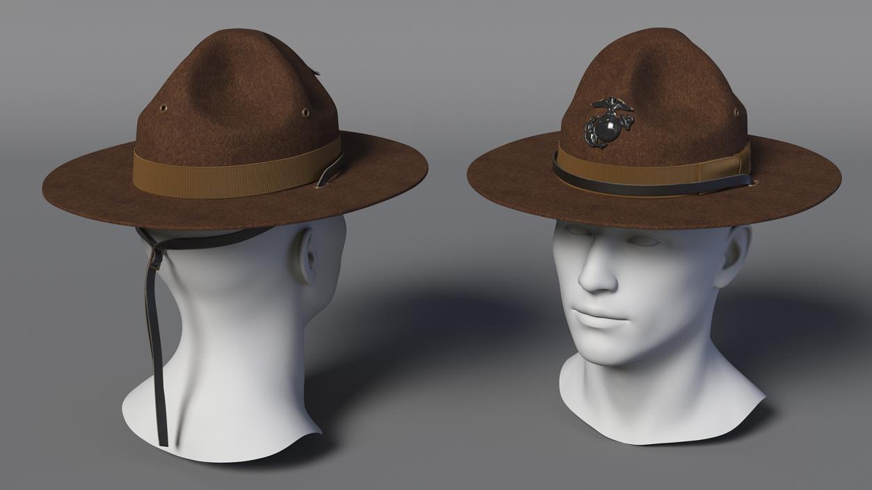 3D Sergeant Campaign Hat with Cockade Brown on Mannequin model