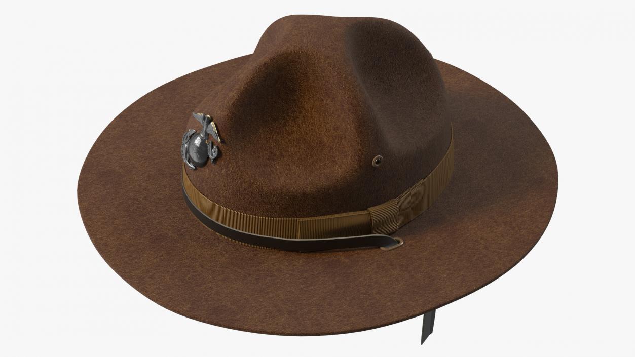 3D Sergeant Campaign Hat with Cockade Brown on Mannequin model