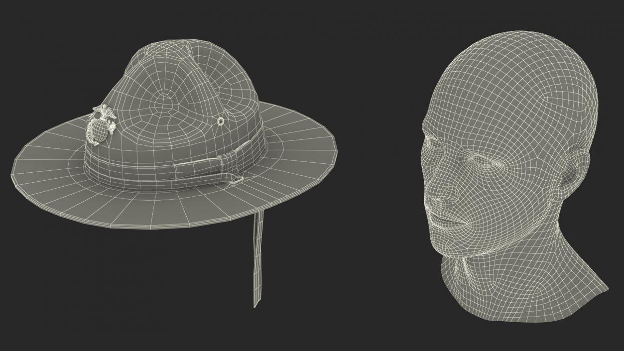 3D Sergeant Campaign Hat with Cockade Brown on Mannequin model