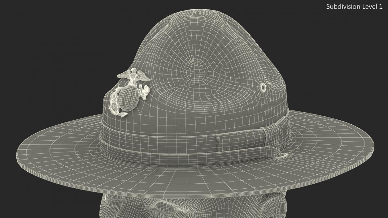 3D Sergeant Campaign Hat with Cockade Brown on Mannequin model