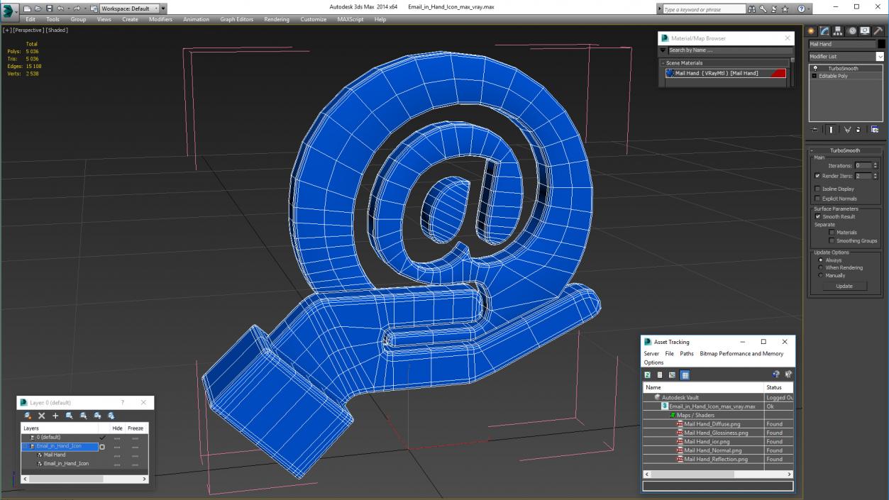 3D Email in Hand Icon model