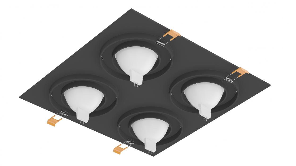 3D Recessed Modular Ceiling Luminaire 4 Light Black model