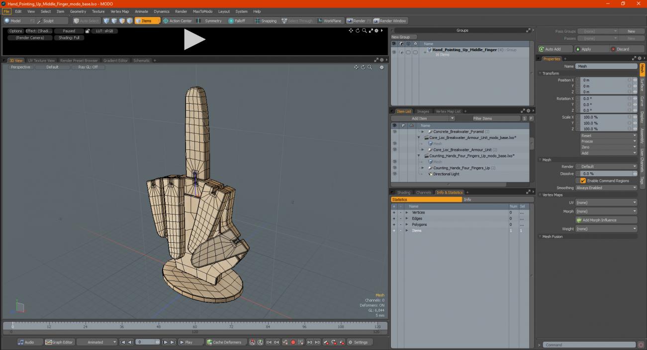 3D model Hand Pointing Up Middle Finger