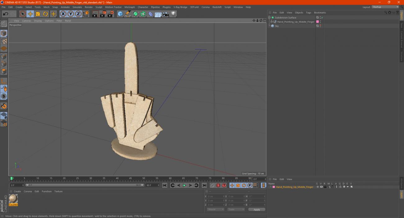 3D model Hand Pointing Up Middle Finger