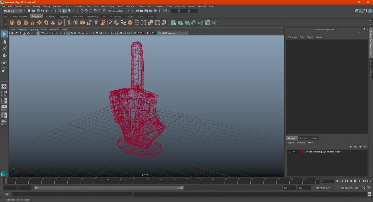 3D model Hand Pointing Up Middle Finger