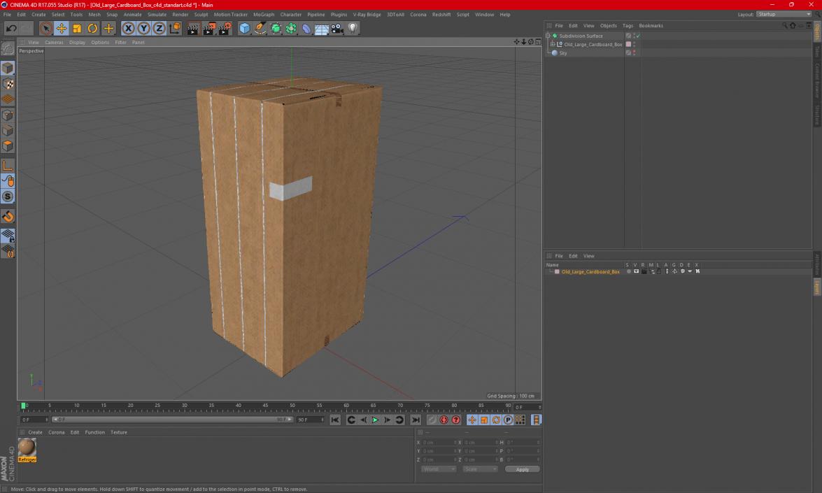 3D Old Large Cardboard Box model