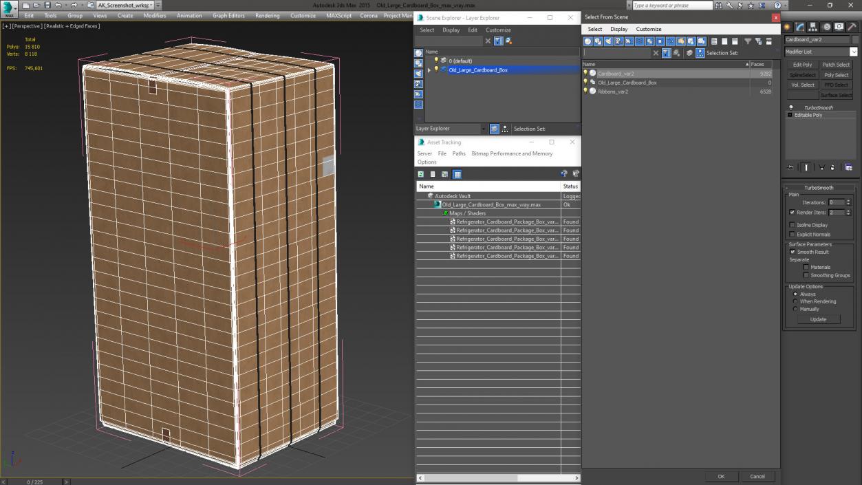 3D Old Large Cardboard Box model