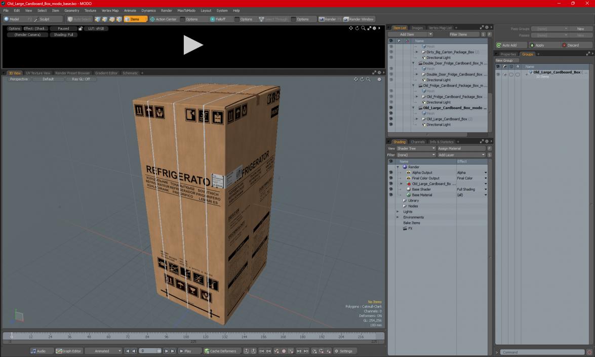 3D Old Large Cardboard Box model