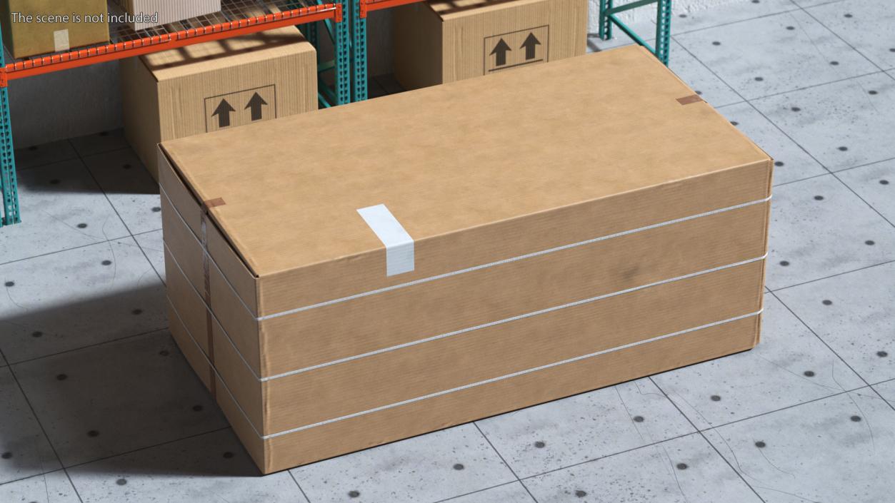 3D Old Large Cardboard Box model