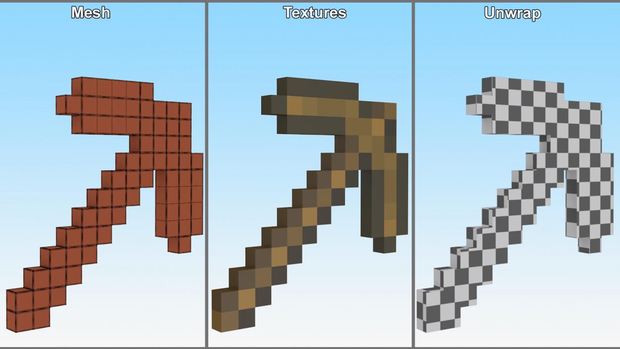 Minecraft Wooden Pickaxe 3D model