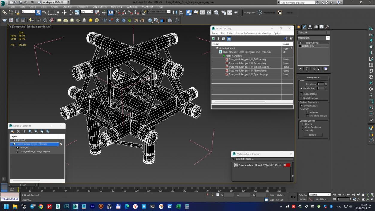 3D model Truss Modular Cross Triangular