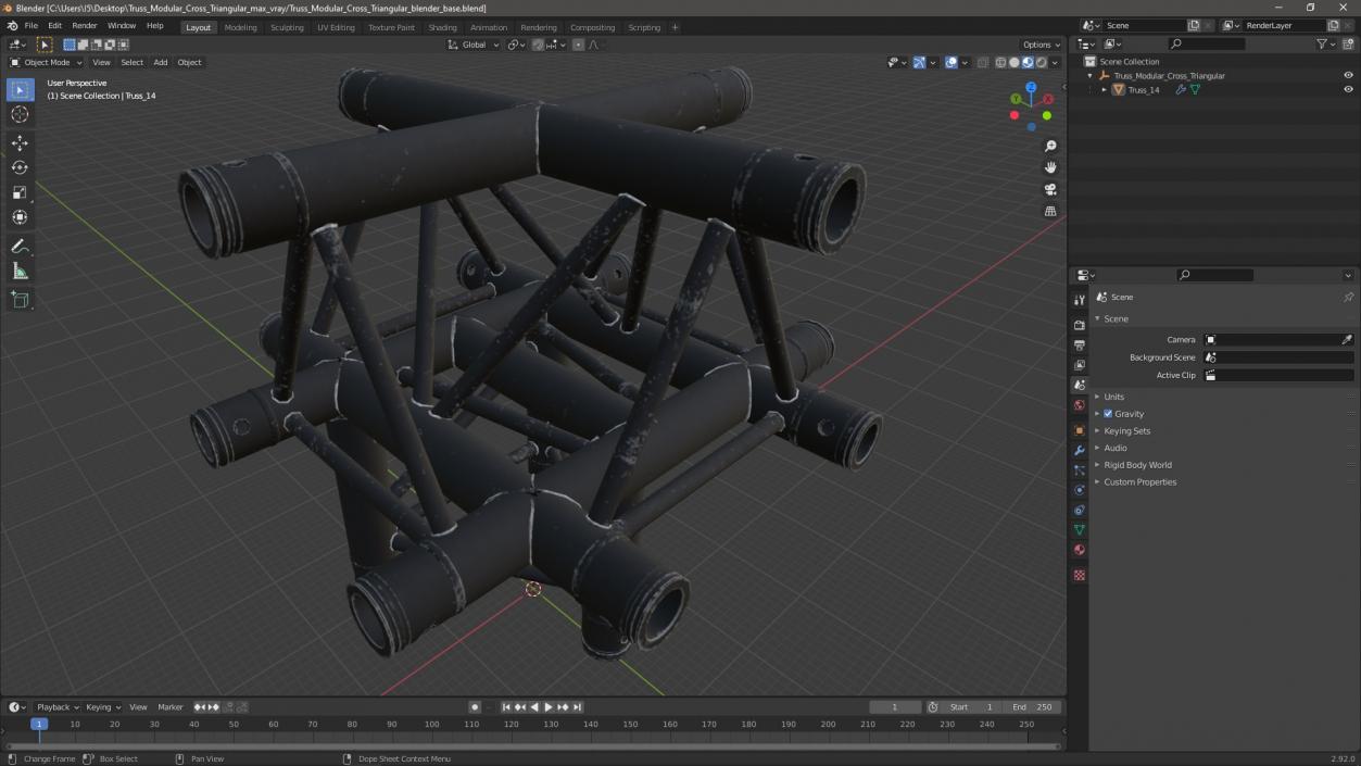 3D model Truss Modular Cross Triangular