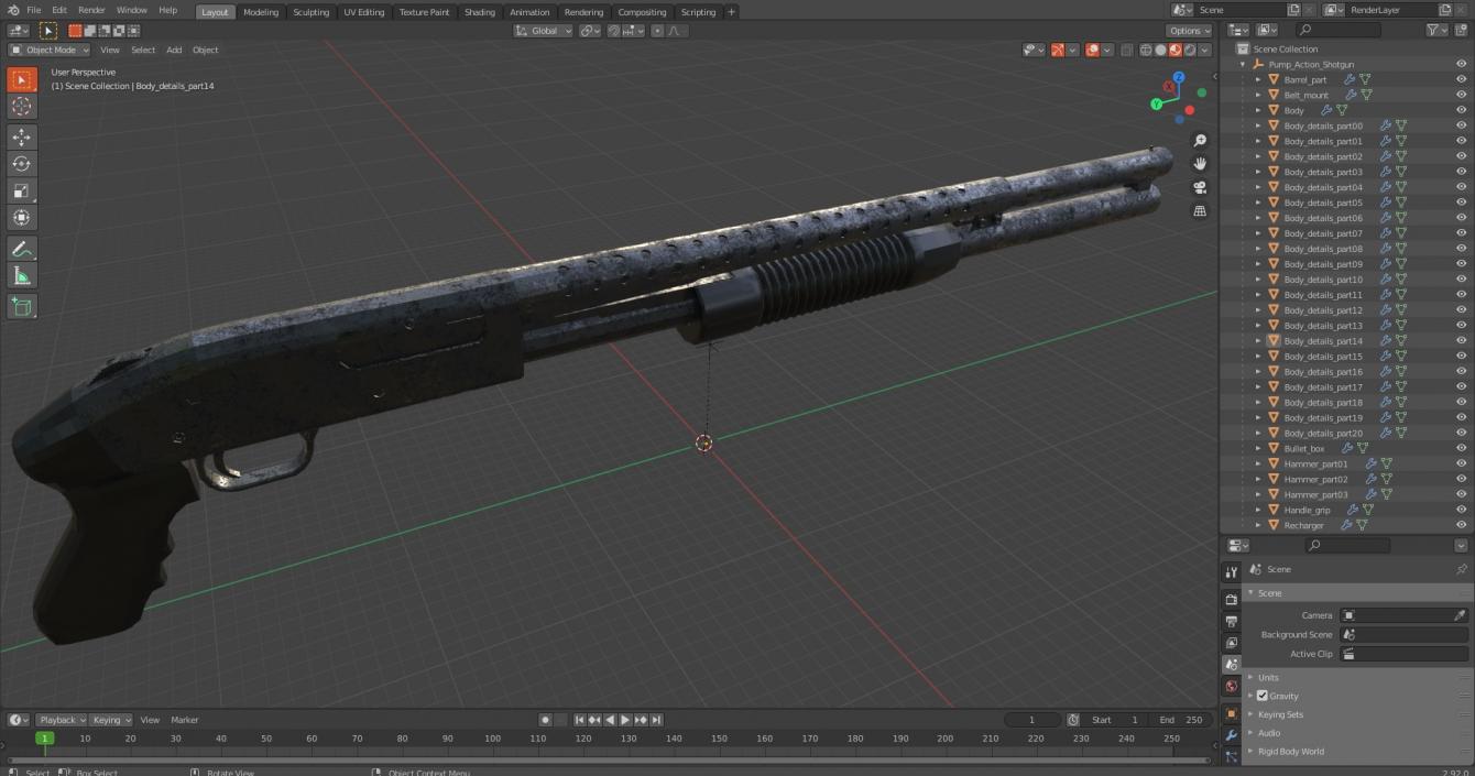 Pump Action Shotgun 3D model