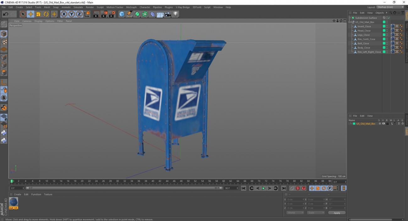 3D model US Old Mail Box