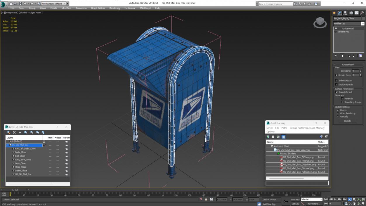 3D model US Old Mail Box