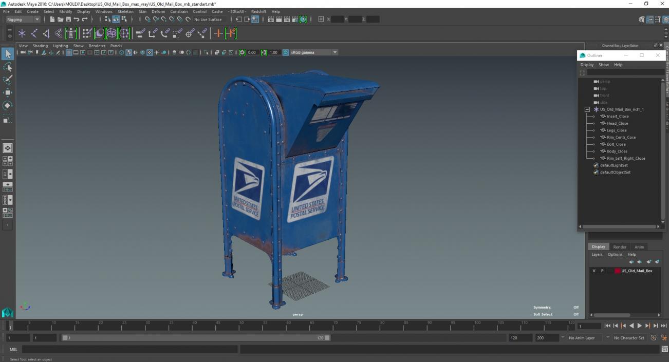 3D model US Old Mail Box