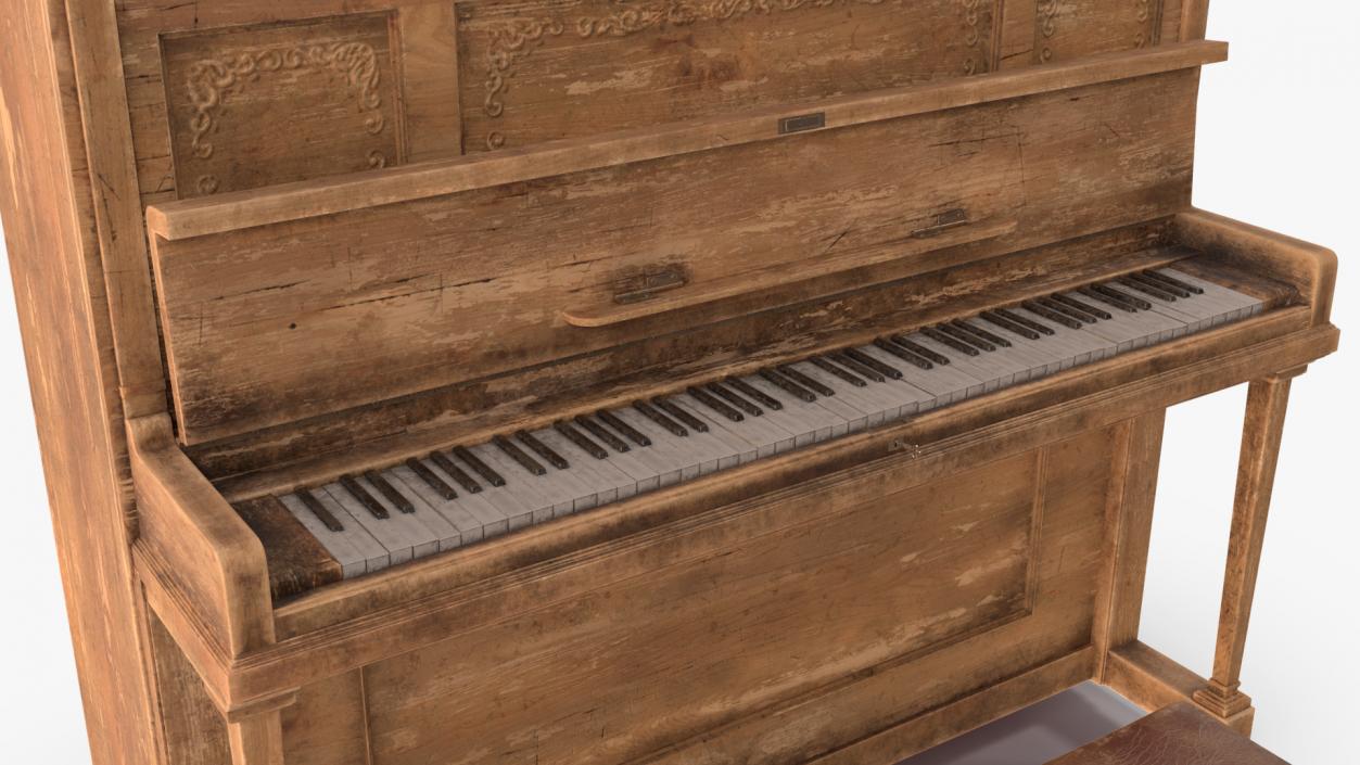 Retro Western Piano Old Light Wood 3D model