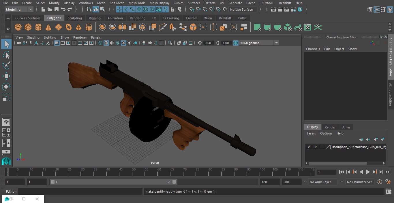 3D Thompson Submachine Gun model