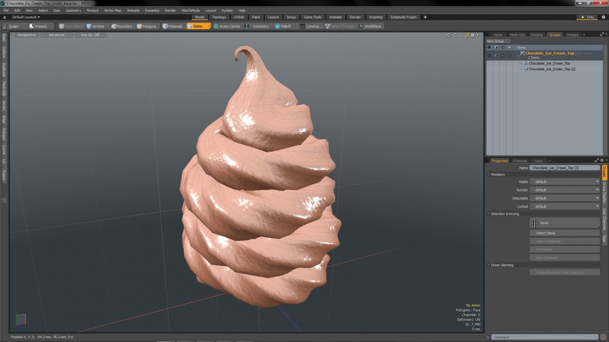 3D Chocolate Ice Cream Top model