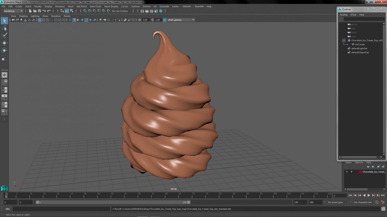 3D Chocolate Ice Cream Top model