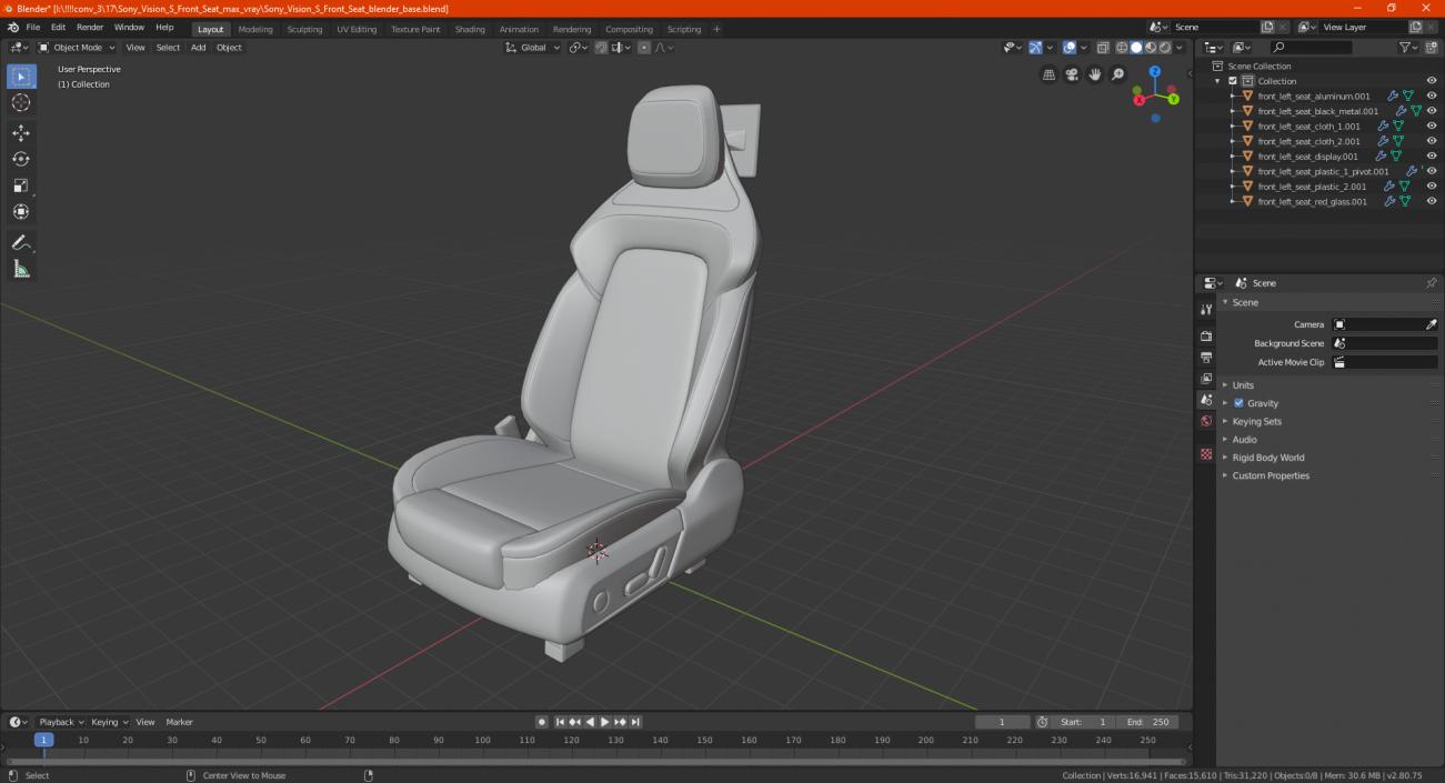 Sony Vision S Front Seat 3D model