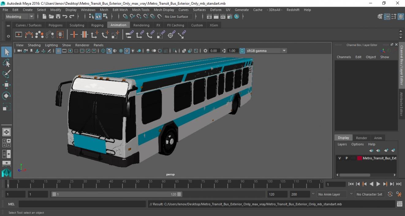 3D Metro Transit Bus Exterior Only