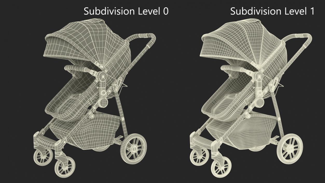 3D model Foldable Walking Baby Stroller Gray