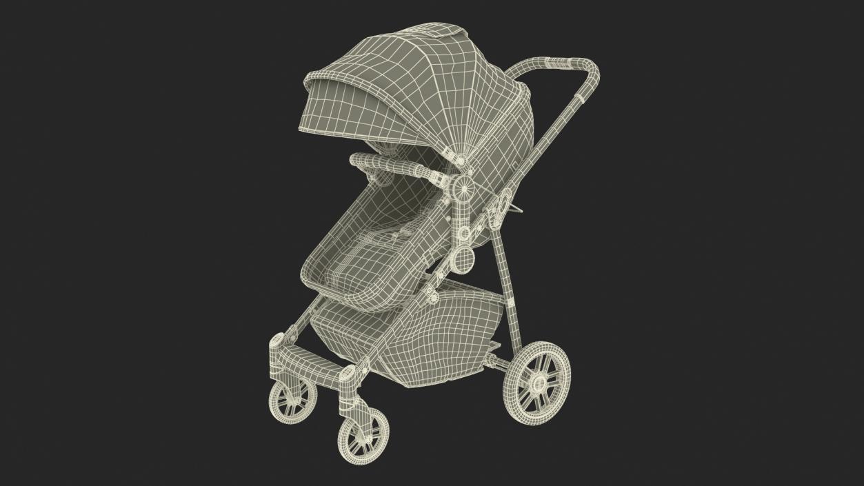 3D model Foldable Walking Baby Stroller Gray