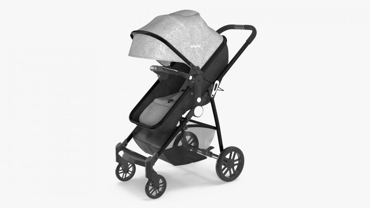 3D model Foldable Walking Baby Stroller Gray