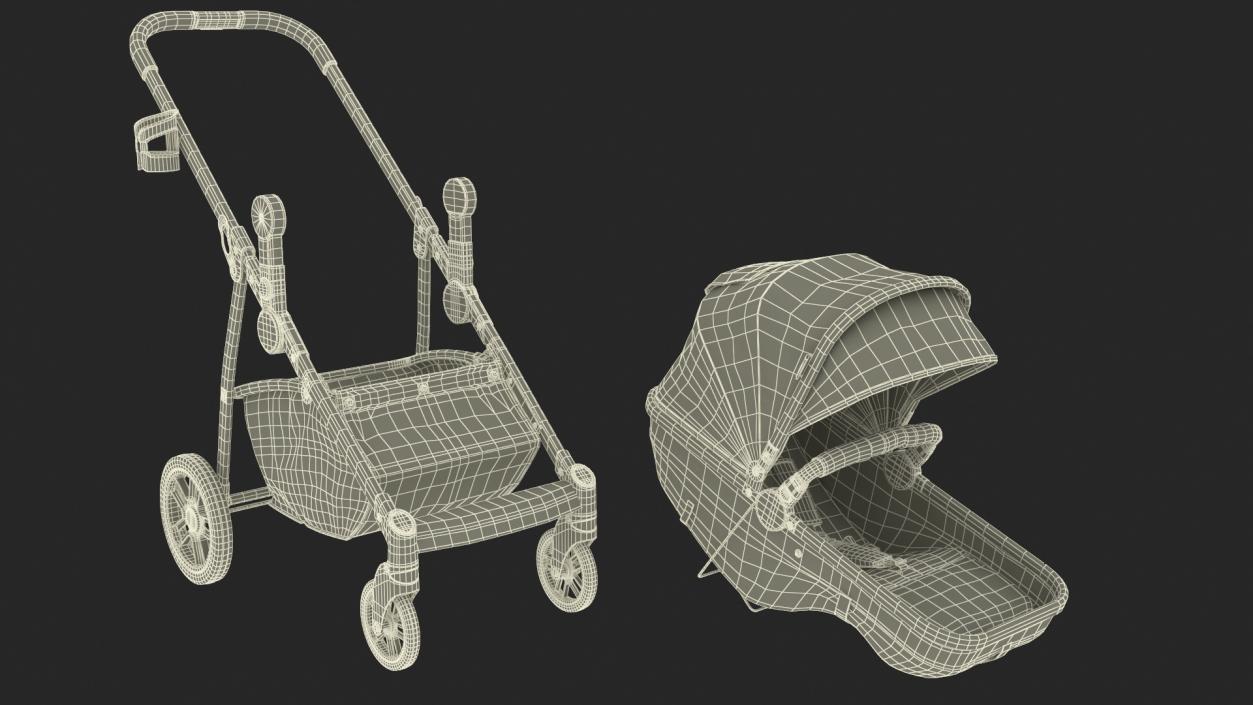 3D model Foldable Walking Baby Stroller Gray