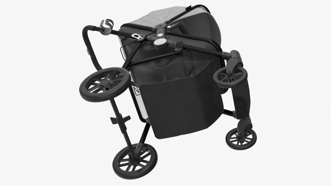 3D model Foldable Walking Baby Stroller Gray