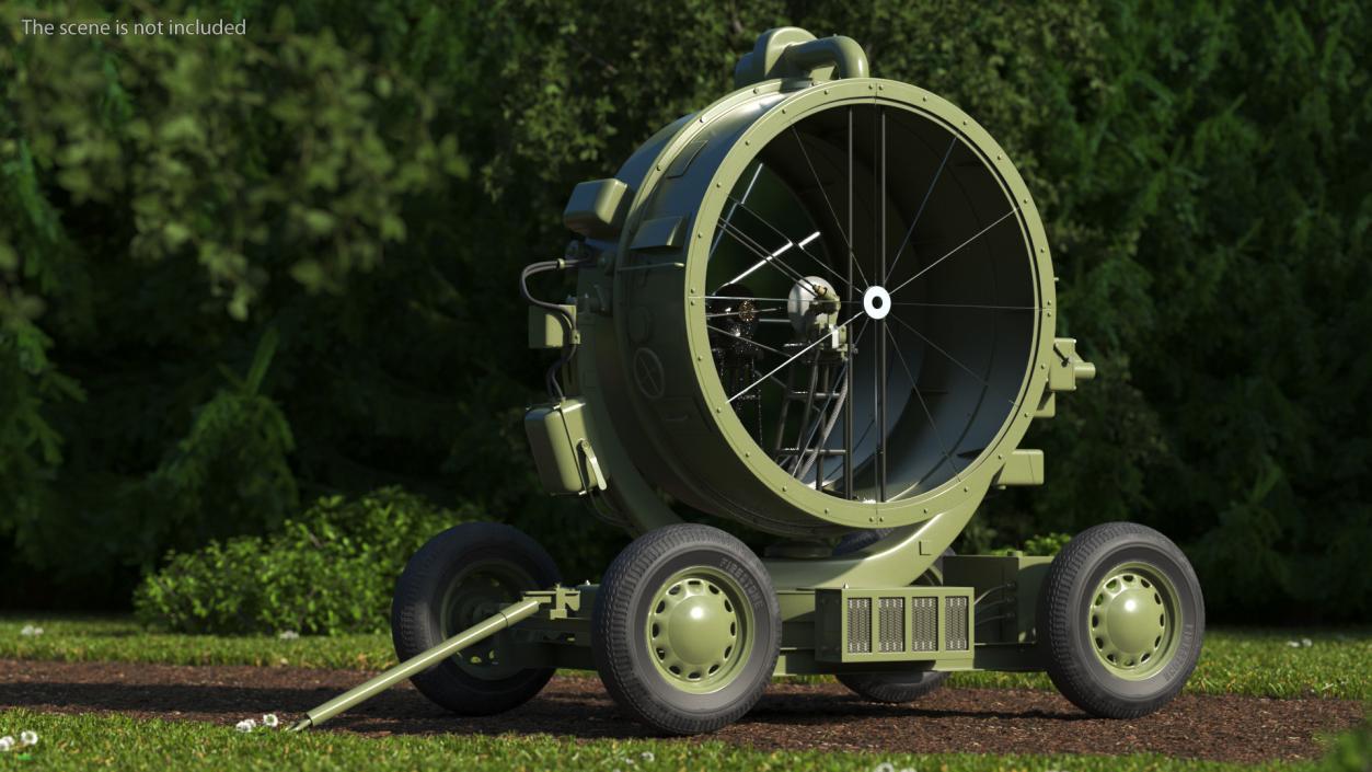 3D New Anti Aircraft Searchlight with Wheels