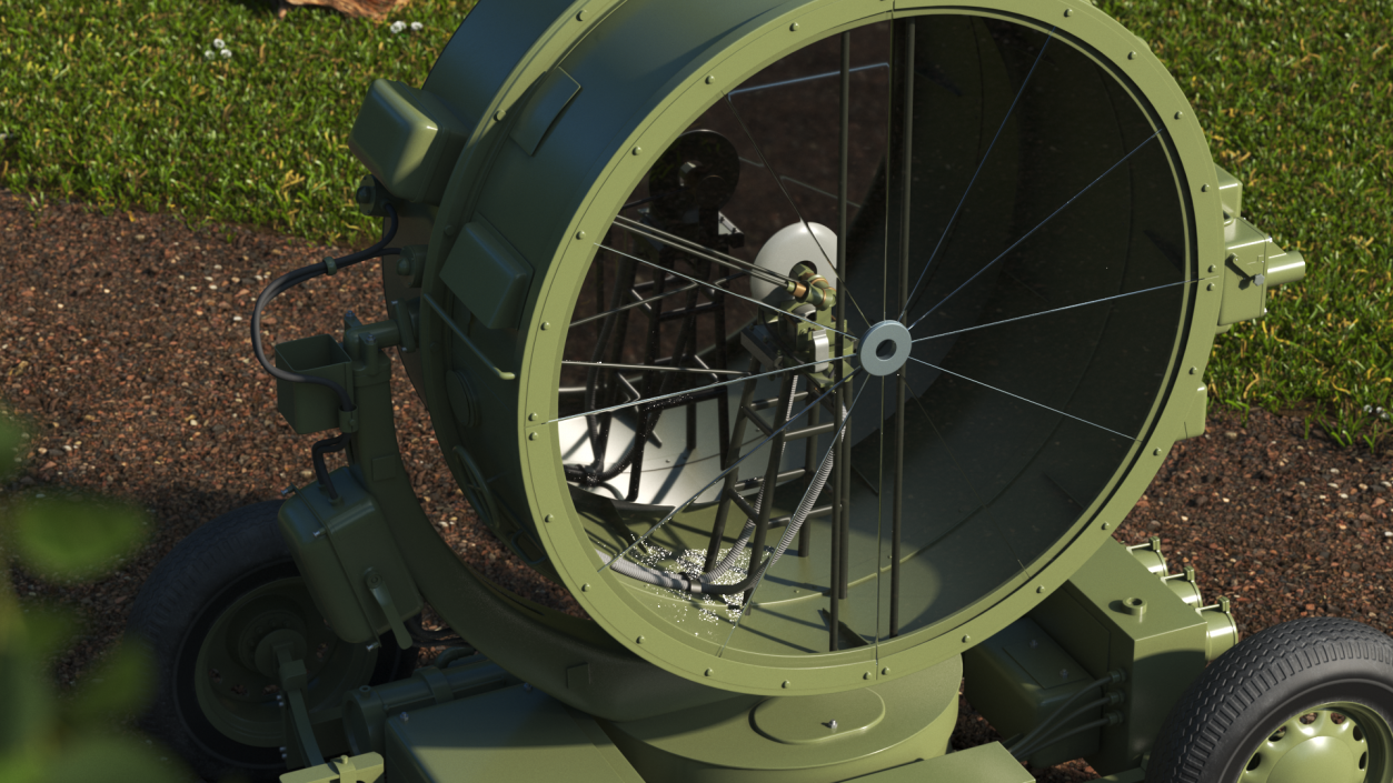 3D New Anti Aircraft Searchlight with Wheels