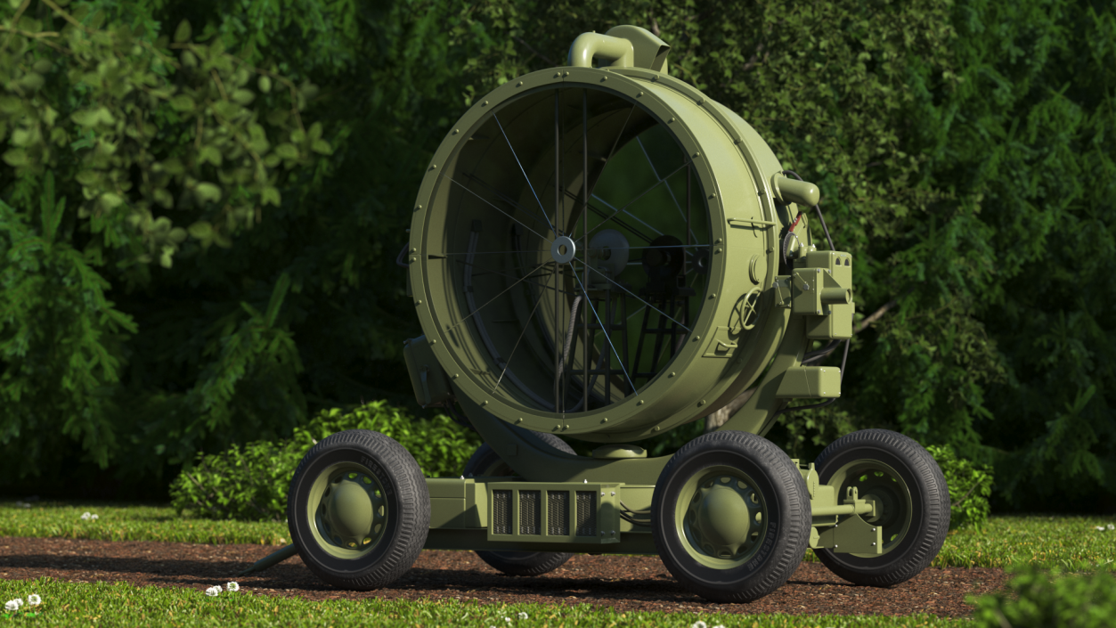 3D New Anti Aircraft Searchlight with Wheels