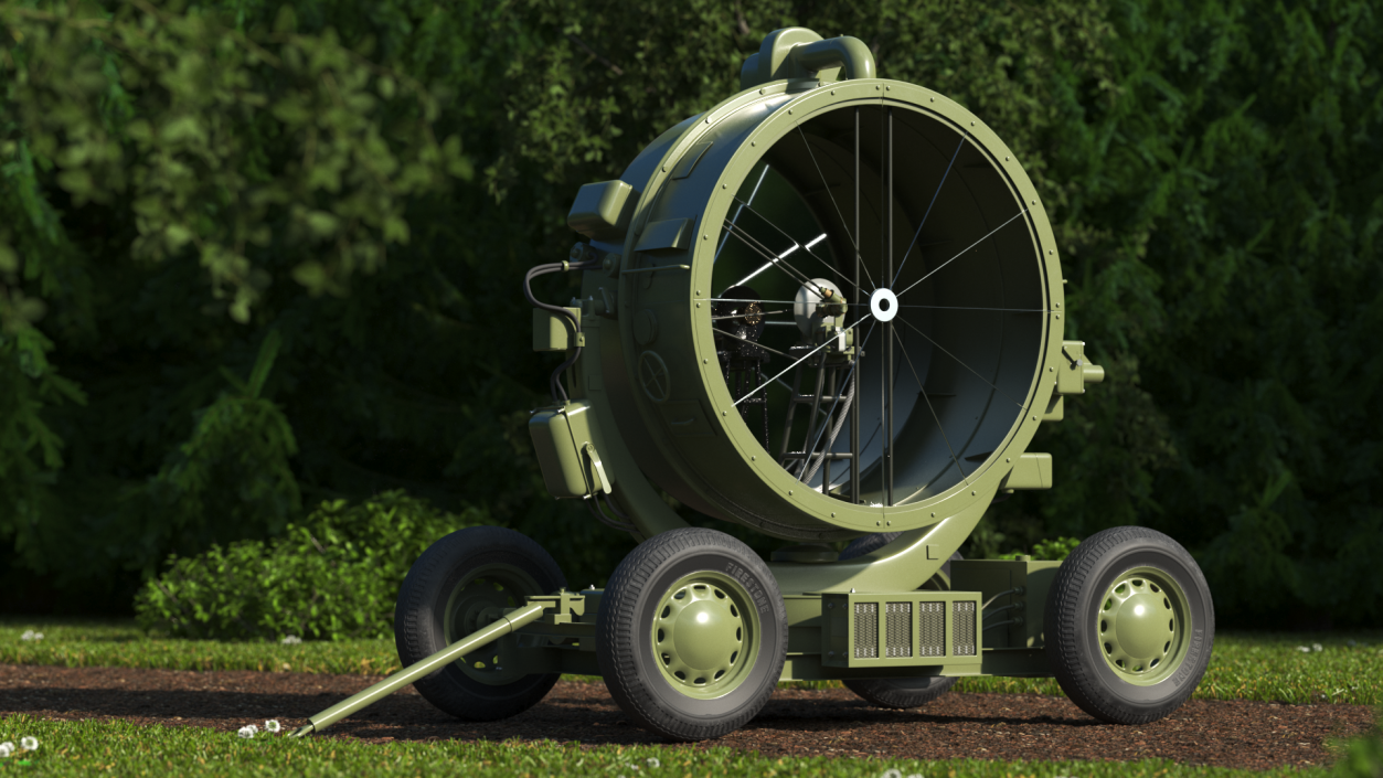 3D New Anti Aircraft Searchlight with Wheels