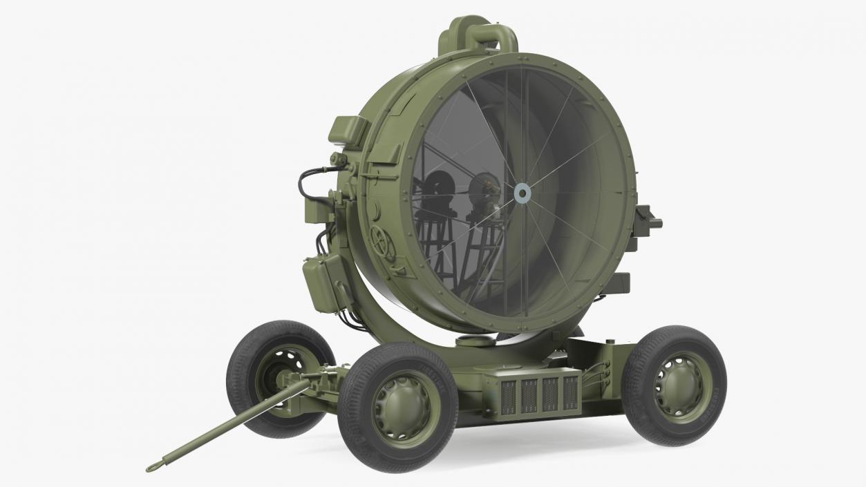 3D New Anti Aircraft Searchlight with Wheels