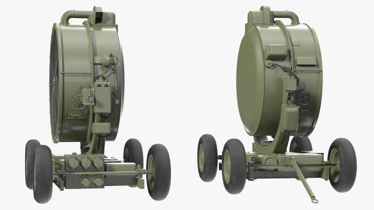 3D New Anti Aircraft Searchlight with Wheels