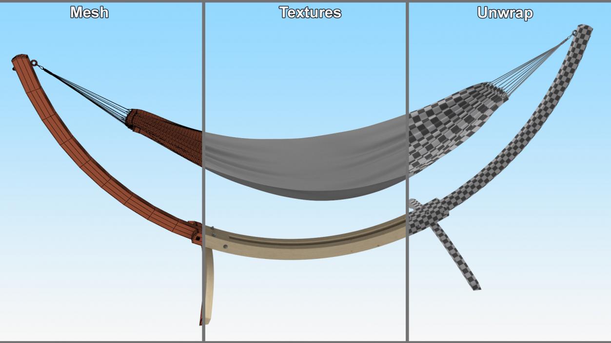 Light Wooden Bow Stand with Fabric Hammock 2 3D model