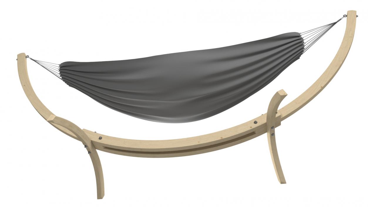 Light Wooden Bow Stand with Fabric Hammock 2 3D model