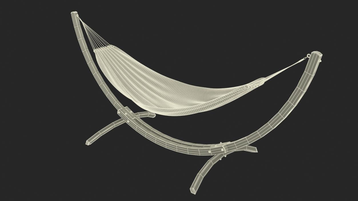 Light Wooden Bow Stand with Fabric Hammock 2 3D model