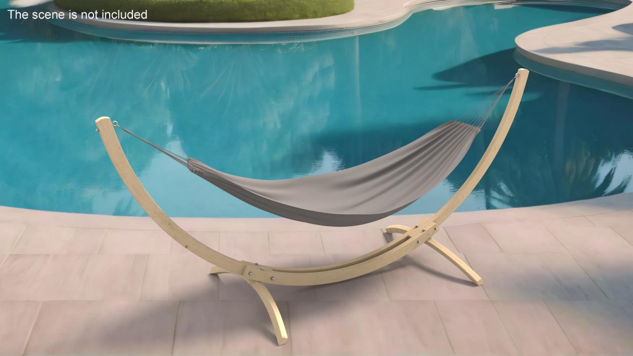 Light Wooden Bow Stand with Fabric Hammock 2 3D model