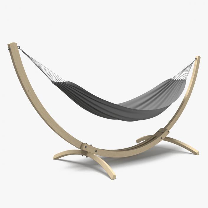 Light Wooden Bow Stand with Fabric Hammock 2 3D model