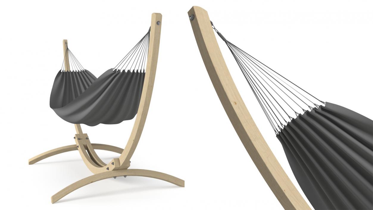 Light Wooden Bow Stand with Fabric Hammock 2 3D model